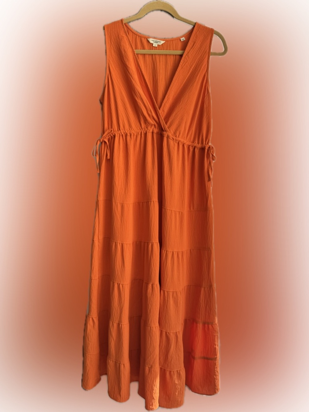 Max Studio Sleeveless Orange Tiered Maxi Dress